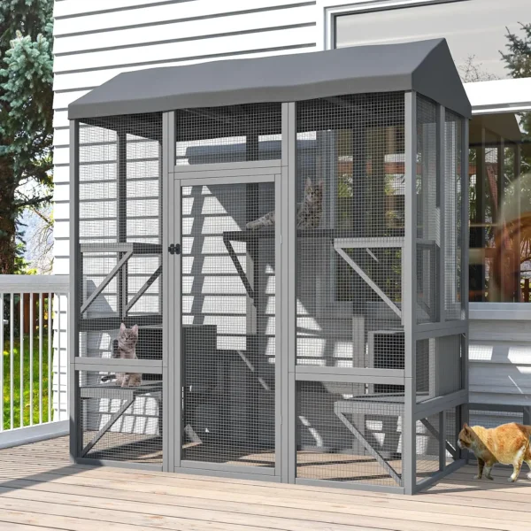 Large Catio Outdoor Cat Enclosure, Walk-in Cat Cage