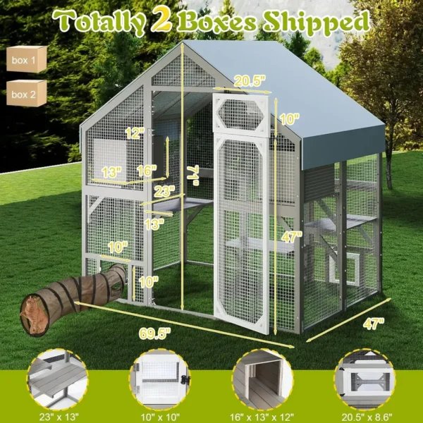 [Discounted Price!]71" H Catio Outdoor Cat Enclosure for Multiple Cats