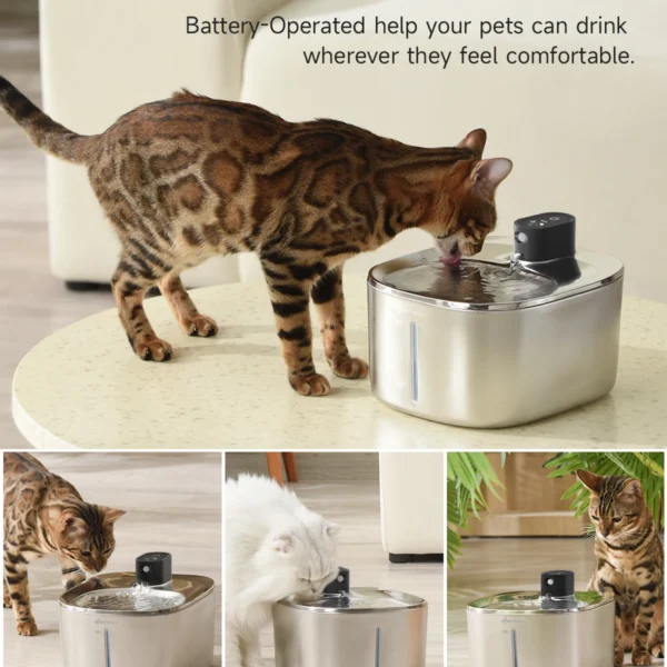 Wireless Cat Water Fountain Stainless Steel